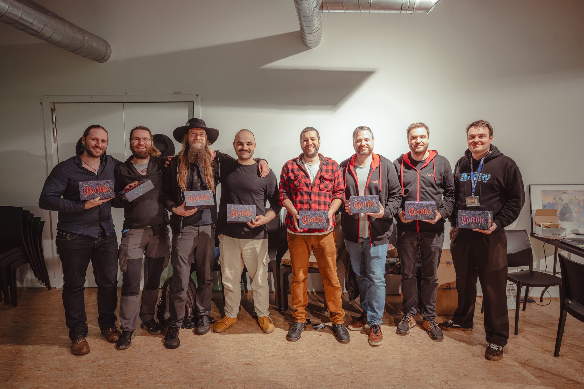Siege at the Core 2 finalists lined up with their prizes.