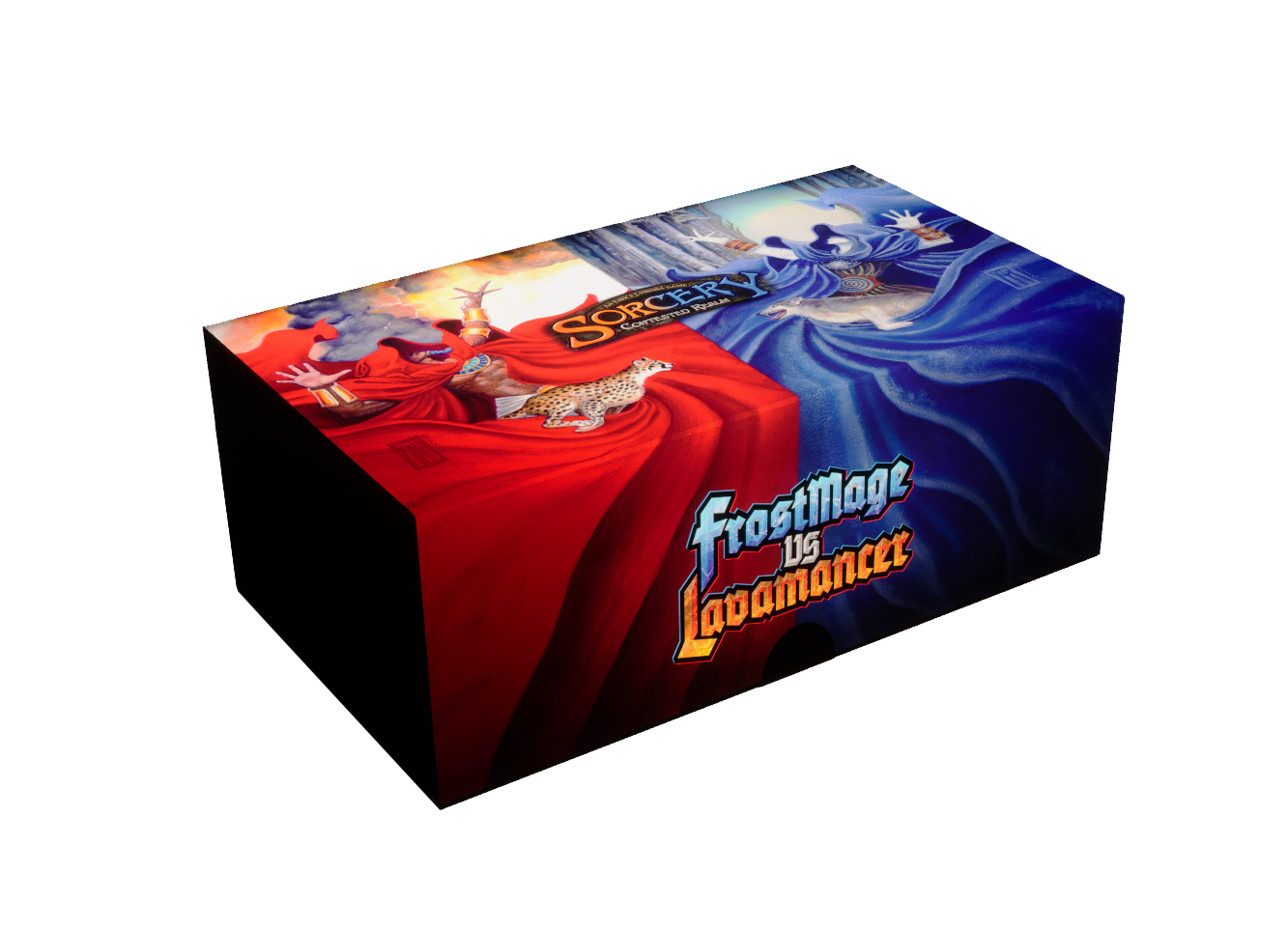 The Frost Mage vs Lavamancer box: a two-deck Sorcery set, an icy blue frost mage on one half and a fiery red lavamancer on the other.
